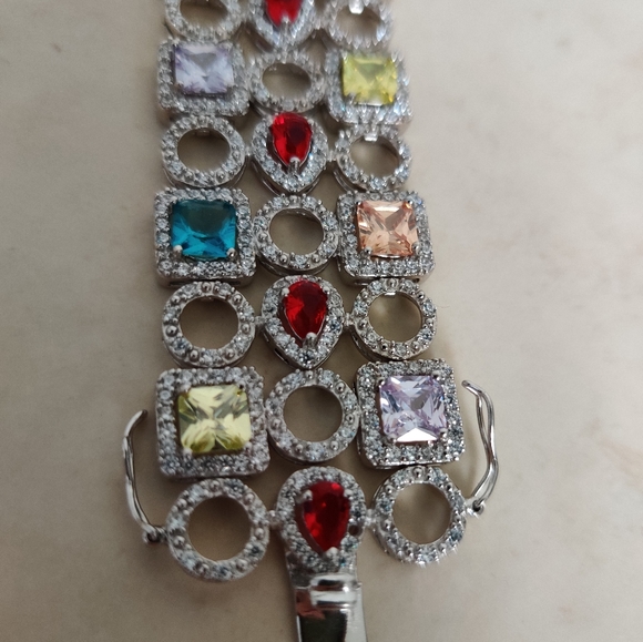 Dazzling Sterling Silver 925 Gemstones Bracelet - Picture 14 of 16